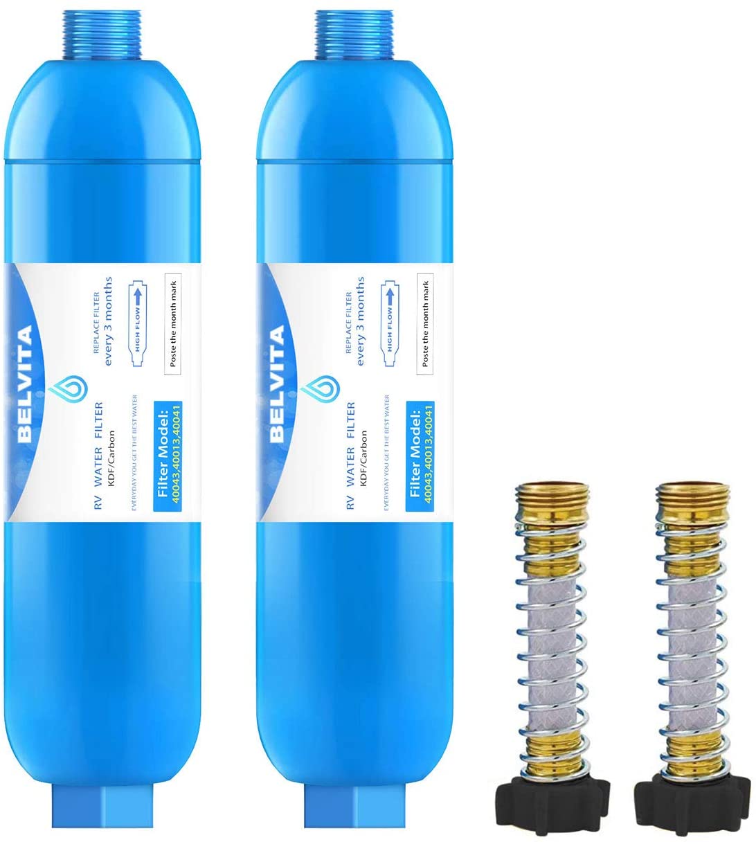 Belvita RV inline water filter with Flexible Hose Protector